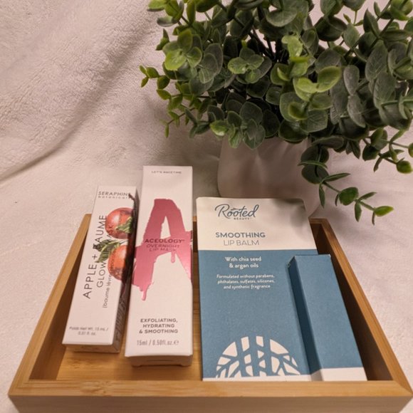 🌸 NIB Organic, Vegan, Cruelty-Free Lip Balm & Lip Mask Trio (x3) BUNDLE - Picture 3 of 15